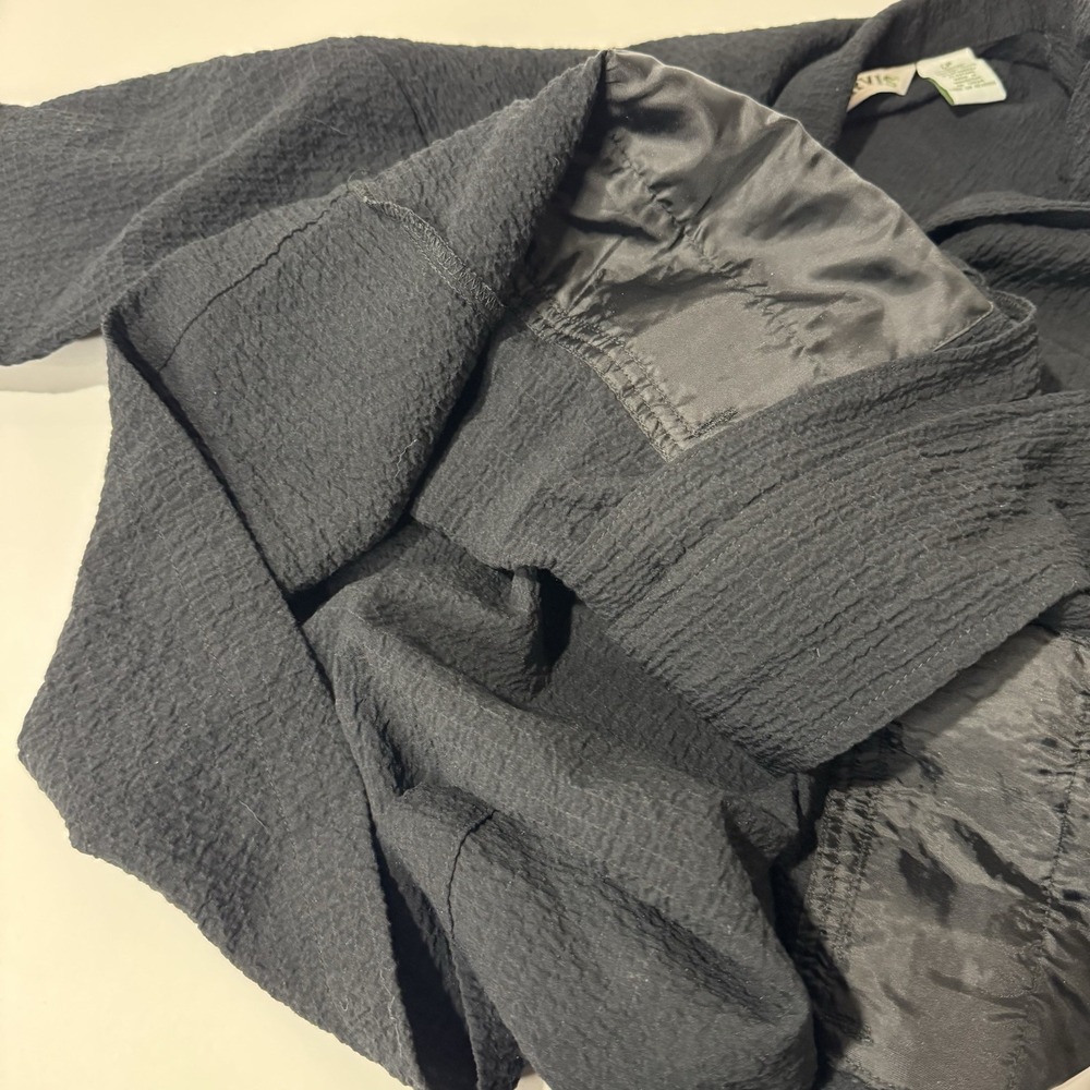Orvis Women's Black Textured Safari/utility Jacket. Lightweight Size L Crinkle - Picture 6 of 9